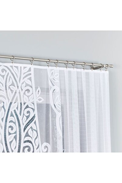 OTHERONE POLA - Ready-made jacquard curtain with a cut at the bottom - 300x160 cm - white