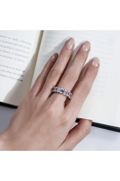 erorex Ring with Zirconia Crystals, Eternity Ring For Women, Rose Gold, Platinum Plated Silver Infinity...