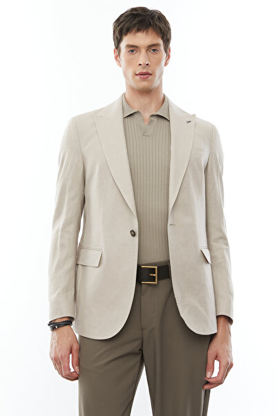 PAULMARK Ανδρικό λινό μπουφάν με γιακά χελιδονοουράς