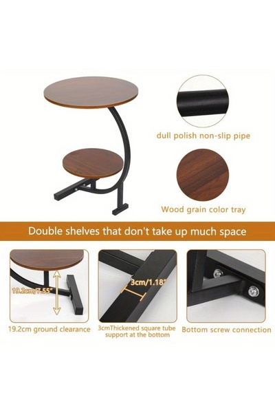 Roam shop 2 Tiers Round End Table, C Shaped Coffee Table, Modern Nightstand Bedside Table Save Space 40*30CM