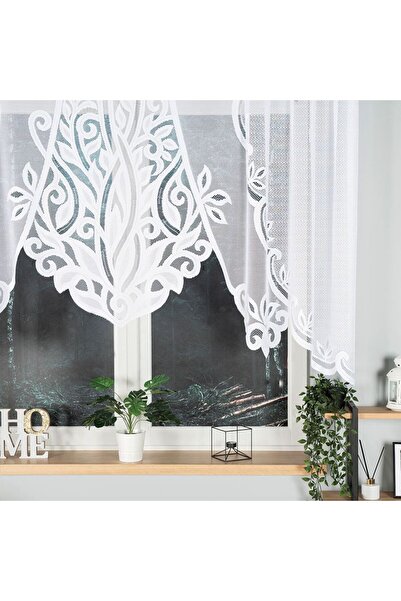 OTHERONE POLA - Ready-made jacquard curtain with a cut at the bottom - 250x130 cm - white