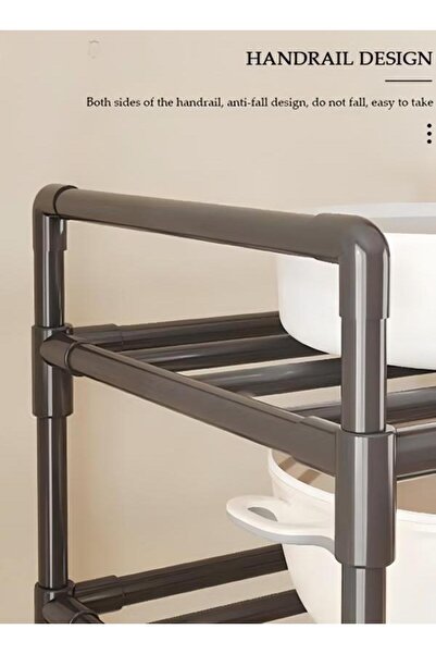 DOMEET 4 Tier Storage Shelves, Stable Kitchen Shelf Organizer, Storage Rack with Wheels and Armrest