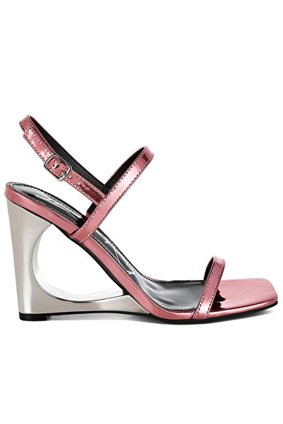 london Rag Women Metallic Fantasy Wedge Heel Sandals in Pink