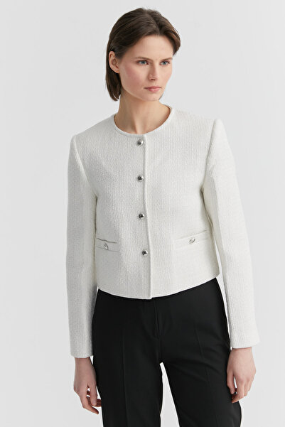 PAULMARK Γυναικείο μπουφάν με λεπτομέρεια με κουμπιά από τουίντ