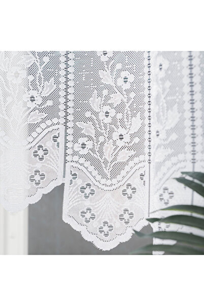 OTHERONE KLEMENTYNA - Ready-made jacquard curtain with a cut at the bottom - 200x120 cm - white