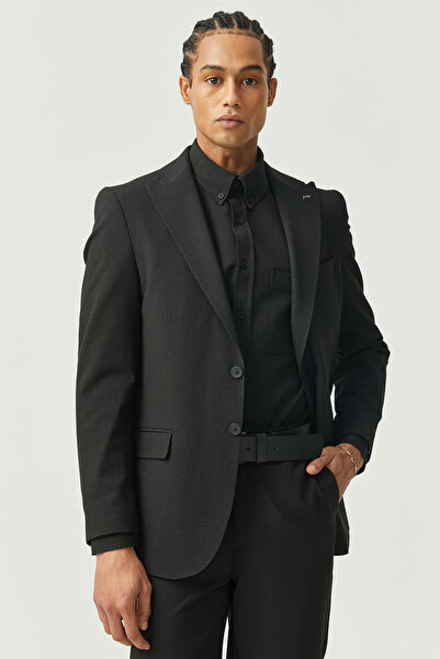 PAULMARK سترة رجالية ذات ياقة على شكل طائر السنونو ذات ملمس مميز