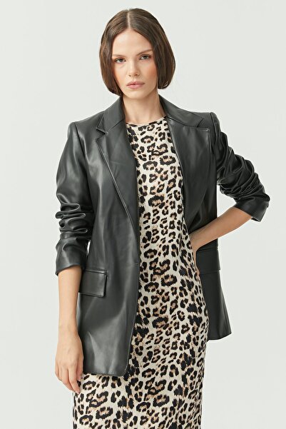 PAULMARK Jachetă din piele căptușită pentru femei, cu un singur nasture