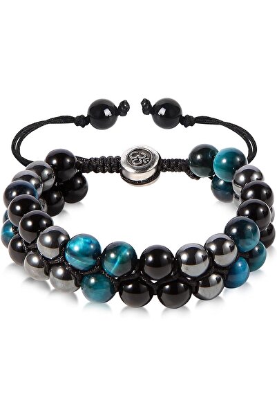 erorex Bukela Triple Stone Energy Bracelet, Tiger Eye Hematite Black Obsidian Crystal, Natural Stone...