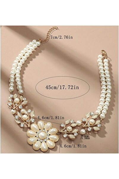 erorex Chunky Flower Pearl Choker for Women Layered Pearl Floral Necklace Exaggerated Crystal Flower...