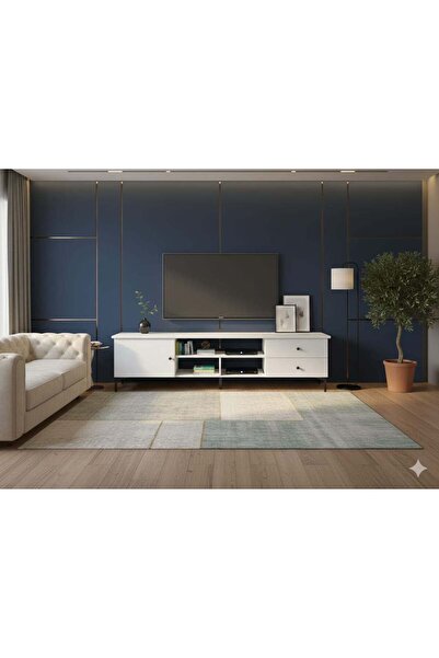 Generic Wooden TV Table With Drawers For Living Room 160 CM Color White