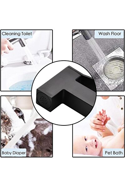 Alim Shattaf Matte Black Brass Sprayer with Hose Set - Handheld Toilet Cleaning Sprayer