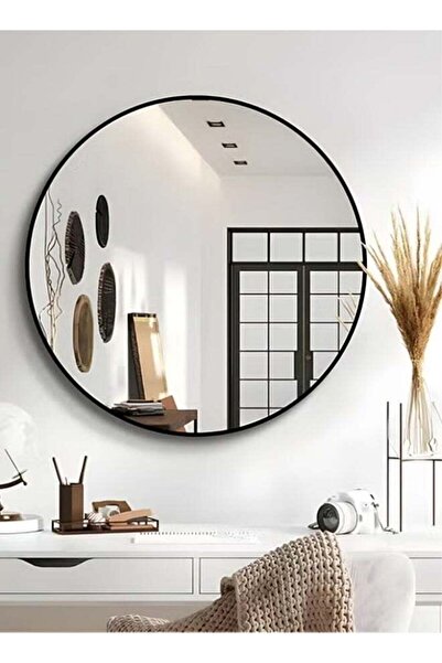 ESMART مرآة مكياج دائرية مقاس 60 سم بإطار أسود، مرآة مكياج مناسبة لغرف الملاب...