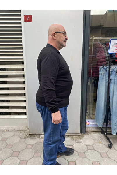 DURVEN Men's Plus Size Half Zip Knit Sweater - Black