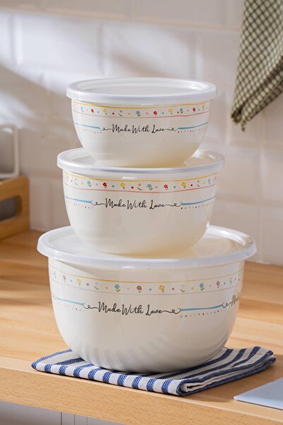ACAR Made with Love Enamel 3-Piece Storage and Mixing Container