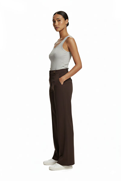 AYHAN 7512 Wide Leg Crepe Trousers