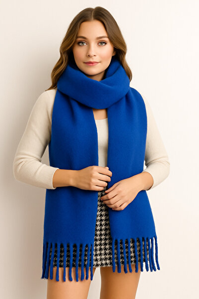 ZERAMİNE Women's Winter Tassel Scarf |   Soft Textured Thick Shawl - Soft Boucle Scarf 50X200