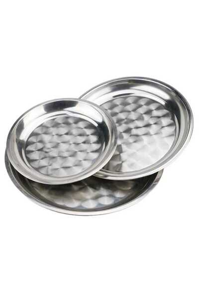 genric 3-piece stainless steel tray set, sizes 40cm, 50cm, 60cm