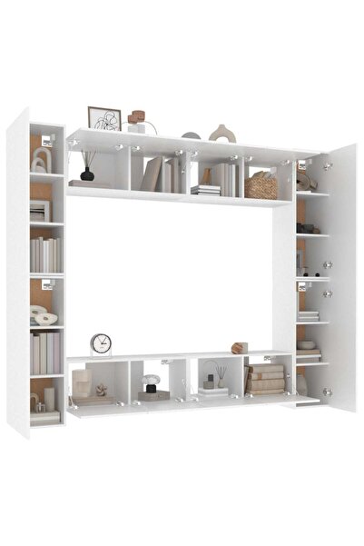 vidaxl 8 Piece TV Cabinet Set White Engineered Wood