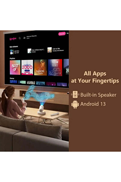 Generic Lumacast Smart Full HD 1080P Projector Auto Focus & Keystone 150" Ultra-Wide Screen | Android 13