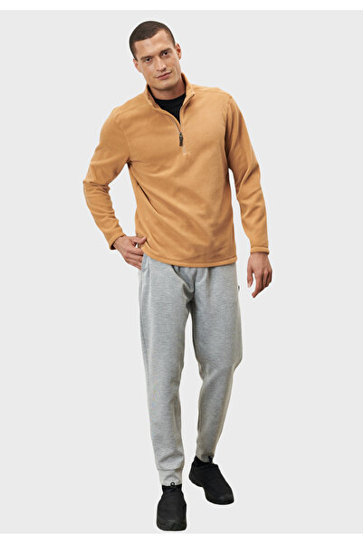 AC&Co / Altınyıldız Classics Caramel Anti-Pilling Non-Pilling Standard Fit Mock Neck Cold Proof Fleece Sweatshirt