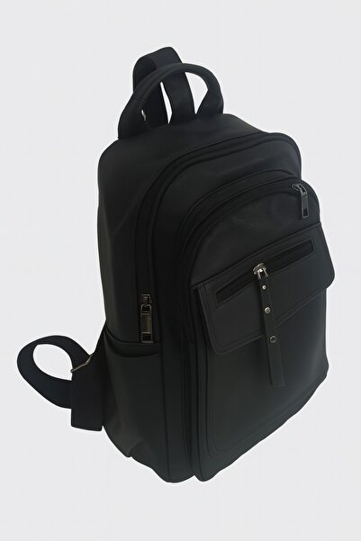 RBS22 Rucsac damă negru cu 3 buzunare, piele ecologică