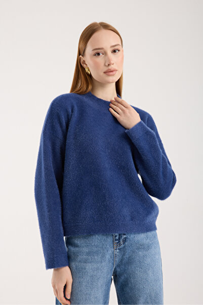 Clothes Fast Women's Indigo Beard Yarn Half Turtleneck Knitwear Sweater