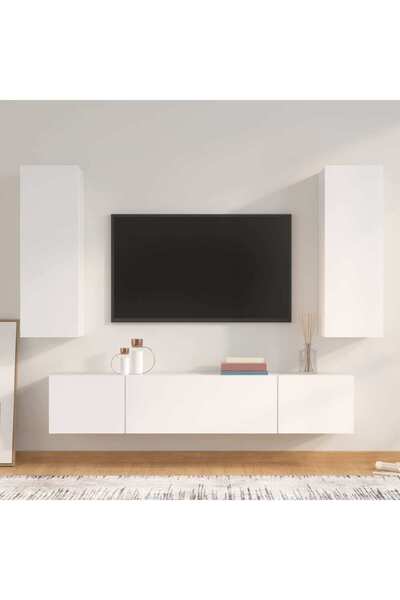 vidaxl 4 Piece TV Cabinet Set White Engineered Wood