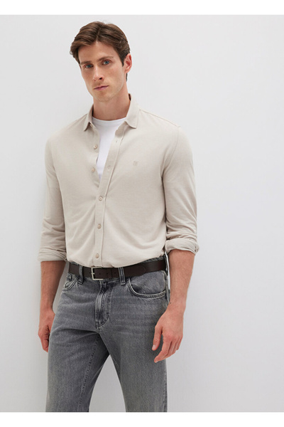 Mavi Gray Men's Shirt Regular Fit Plain Shirt M0210294-70145_Long Sleeve Shirt