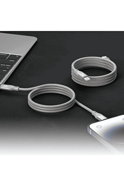 Spon كابل شحن مغناطيسي مضاد للقطع - 60 وات، من النوع C إلى النوع C، 1 متر