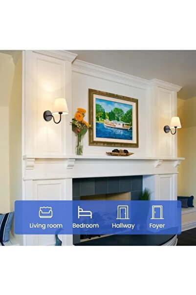 VENON 2 Pieces Katya Electric Black Cream Lampshade with Hat 💎 Wall Sconce Bedside Lighting Sconce