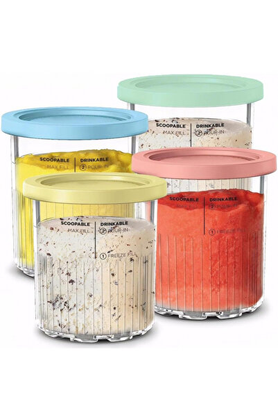 NINJA Creami Ice Cream Tubs XSKPNTLID4EUK, 4x710 ml, No BPA, Dishwasher safe, Tight-fit, Multicolor