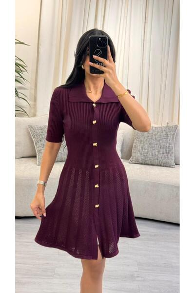 SELSAL Short knit dress with buttons