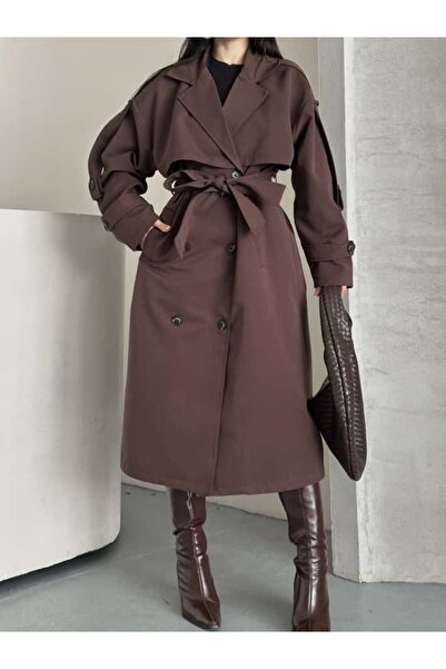 Moda İkra Trench Coat Belted Buttoned Stylish Comfortable Casual Combination Spring Autumn Trench Coat