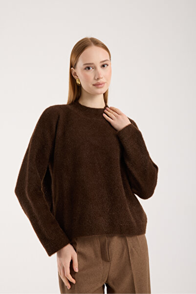 Clothes Fast Women's Bitter Brown Beard Yarn Half Turtleneck Knitwear Sweater