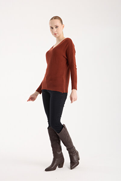 WOMENTİ Crew Neck Long Sleeve Rice Knit Sweater