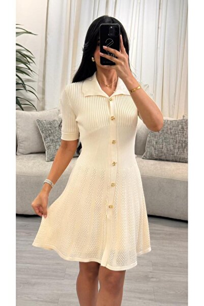 SELSAL Short knit dress with buttons