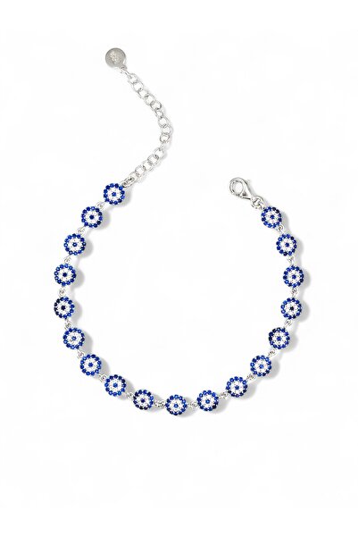 TACA JEWELLERY 925 Ayar Gümüş Nazar Boncuklu Kadın Gümüş Bileklik