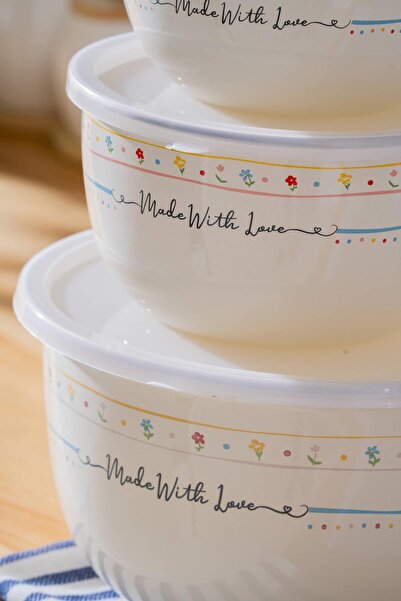 ACAR Made with Love Enamel 3-Piece Storage and Mixing Container