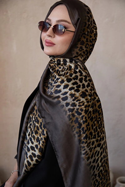 Genel Markalar Degrade Leopar Desen Vual İpek Şal Silk Scarfs Shawl Hijab Fular