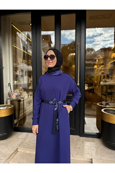 MissWhence 38822 Collar Zipper Detail Women's Dress Purple