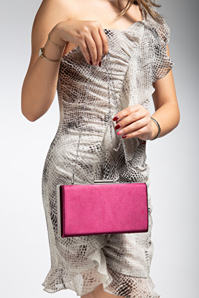 LİLLA Women's Portfolio Box Evening Dress Burgundy Satin Bag