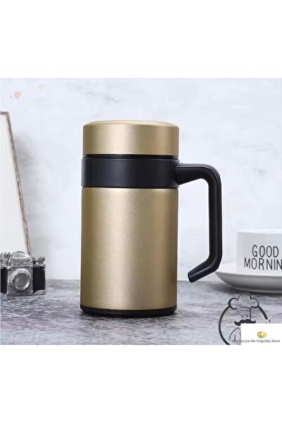 LUXURY Stainless steel mug with handle / Insulating cup for hot and cold drinks, 520ml, 304 stainless steel interior