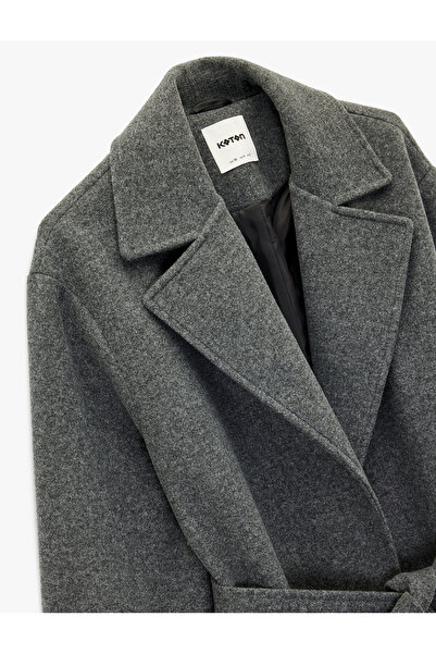 Koton Μακρυμάνικο παλτό με ζώνη και τσέπες