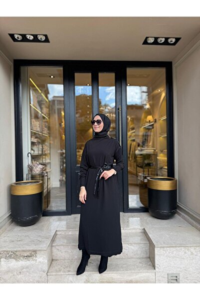 MissWhence 38822 Collar Zipper Detail Women's Dress Black