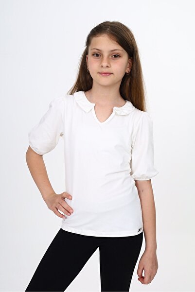 Toontoy Tricou cu mânecă scurtă și decolteu în V cu imprimeu pentru fete