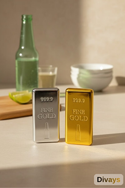 DİVAYS مجموعة من 2 فتاحة زجاجات على شكل سبيكة |   فتاحة أغطية معدنية ذهبية وفضية