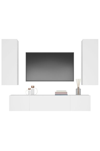 vidaxl 4 Piece TV Cabinet Set White Engineered Wood