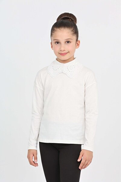 Toontoy Κοριτσίστικο μακρυμάνικο μπλουζάκι με δαντέλα και γιακά μωρού