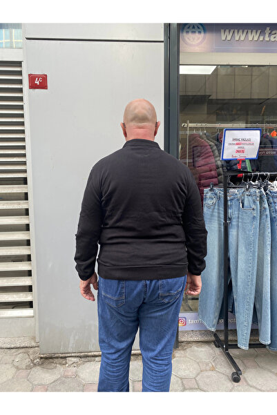 DURVEN Men's Plus Size Half Zip Knit Sweater - Black