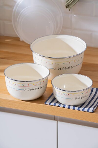 ACAR Made with Love Enamel 3-Piece Storage and Mixing Container